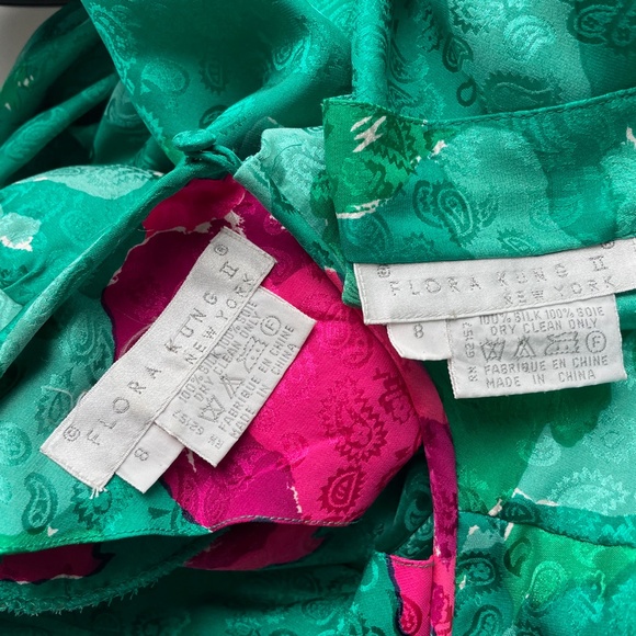 Flora Kung Blouse and Skirt 2pc Set Silk Abstract Floral Print Vintage 80s Sz 8 - Picture 10 of 10